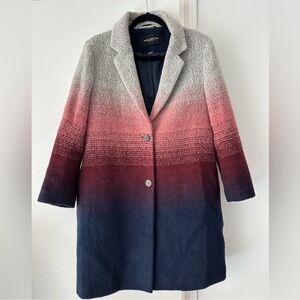 Marc New York Ombre Pea Coat in Gray, Pink, and Navy